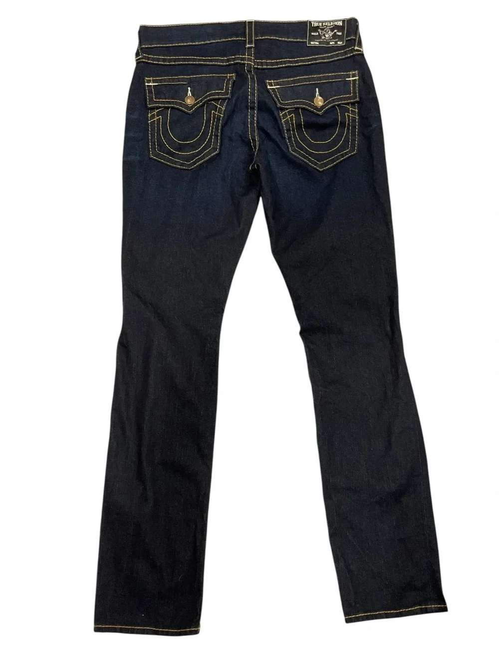 True Religion Men's Dark Blue Distressed Slim Jeans